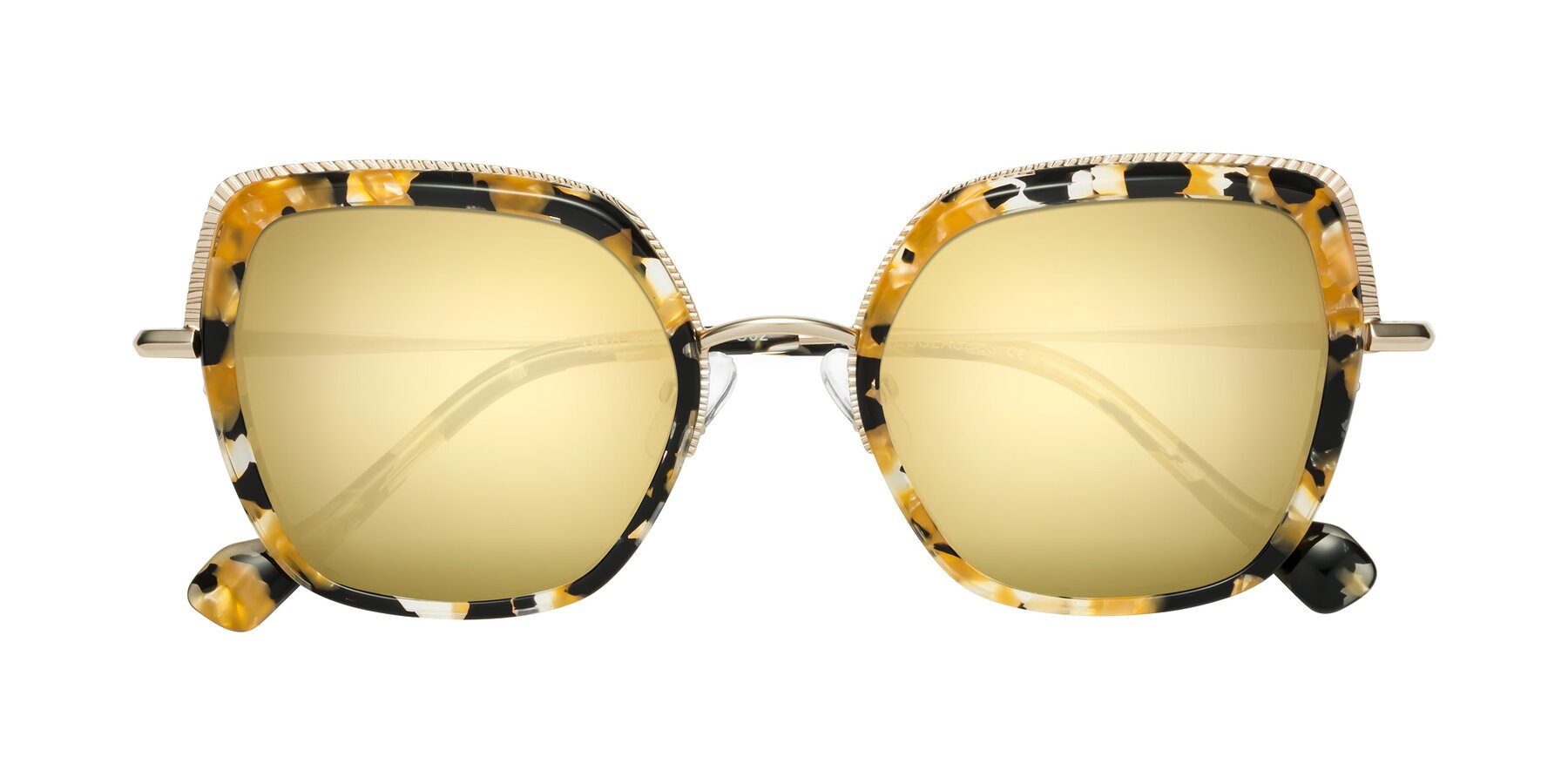 Folded Front of Yates in Yellow Floral-Gold with Gold Mirrored Lenses