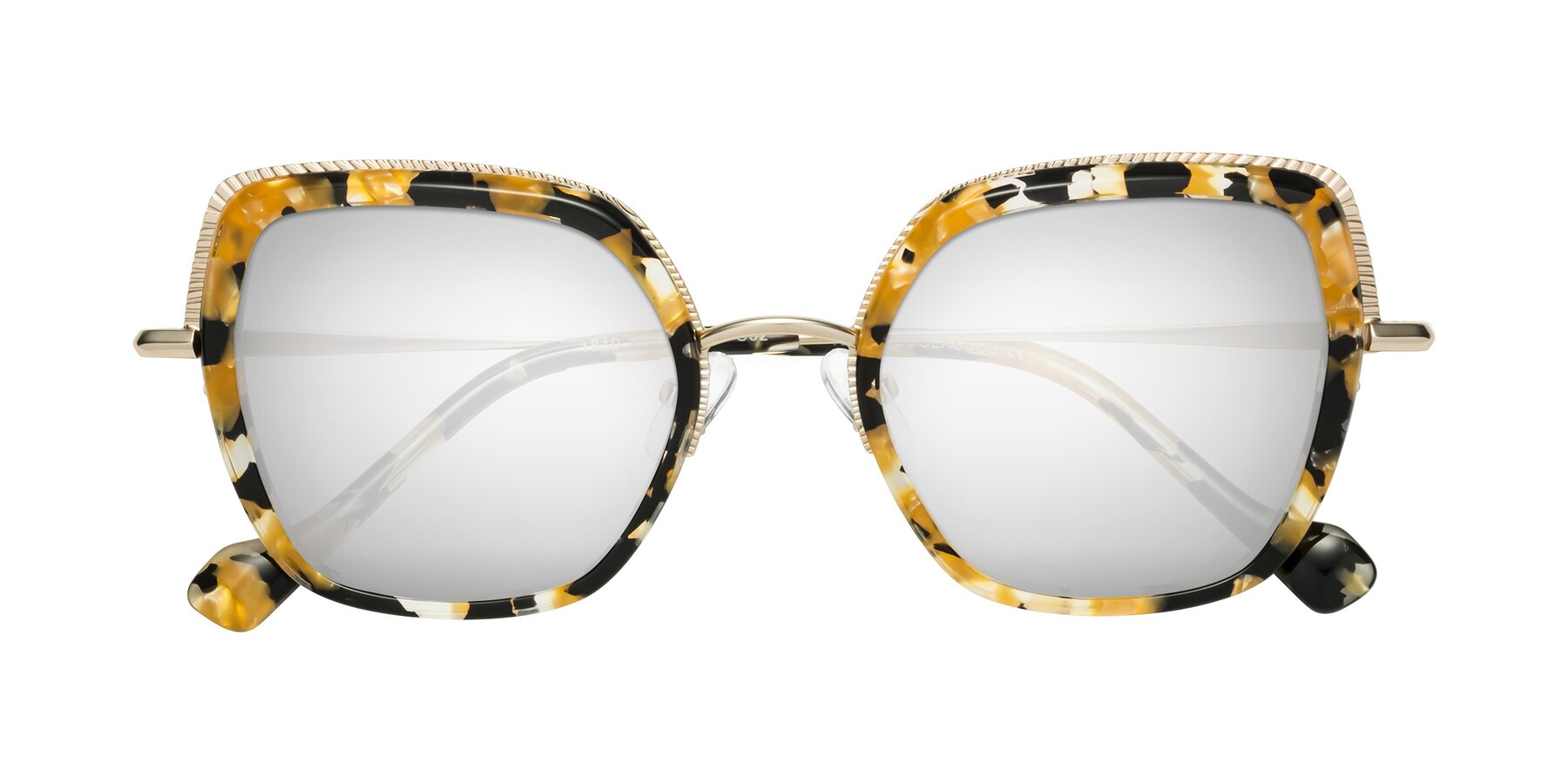 Folded Front of Yates in Yellow Floral-Gold with Silver Mirrored Lenses