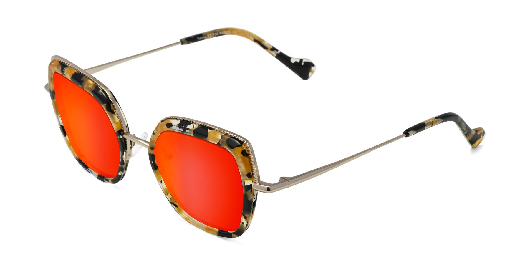 Angle of Yates in Yellow Floral-Gold with Red Gold Mirrored Lenses