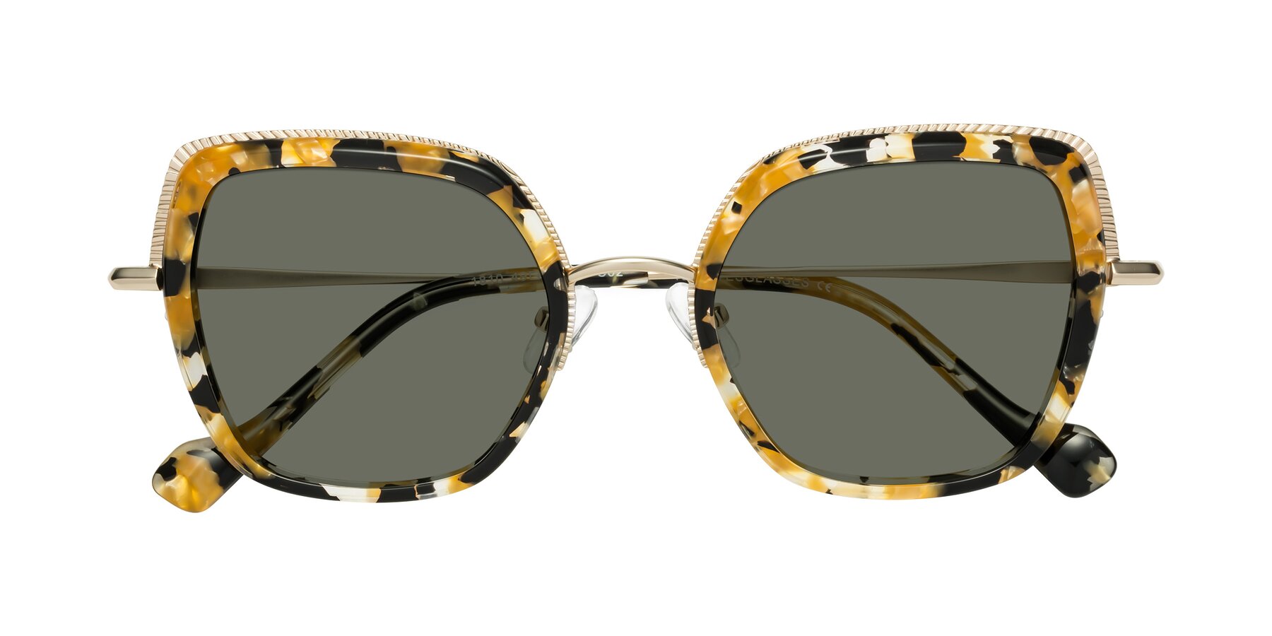Folded Front of Yates in Yellow Floral-Gold with Gray Polarized Lenses