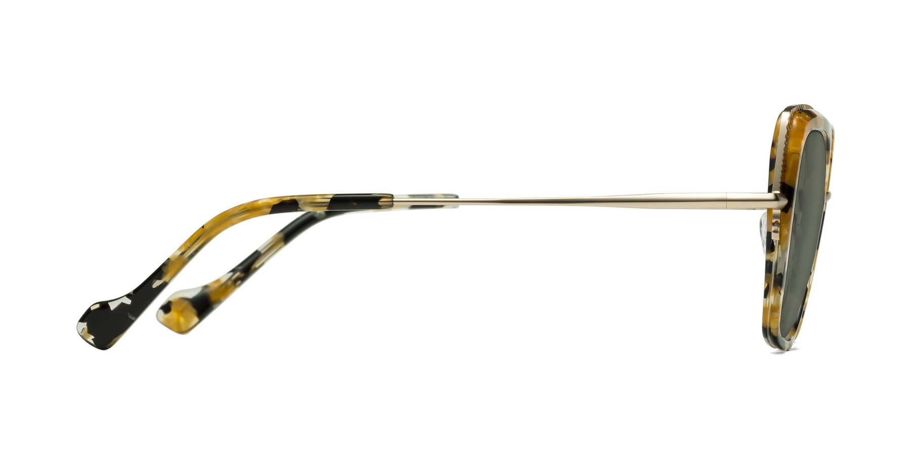 Side of Yates in Yellow Floral-Gold with Gray Polarized Lenses