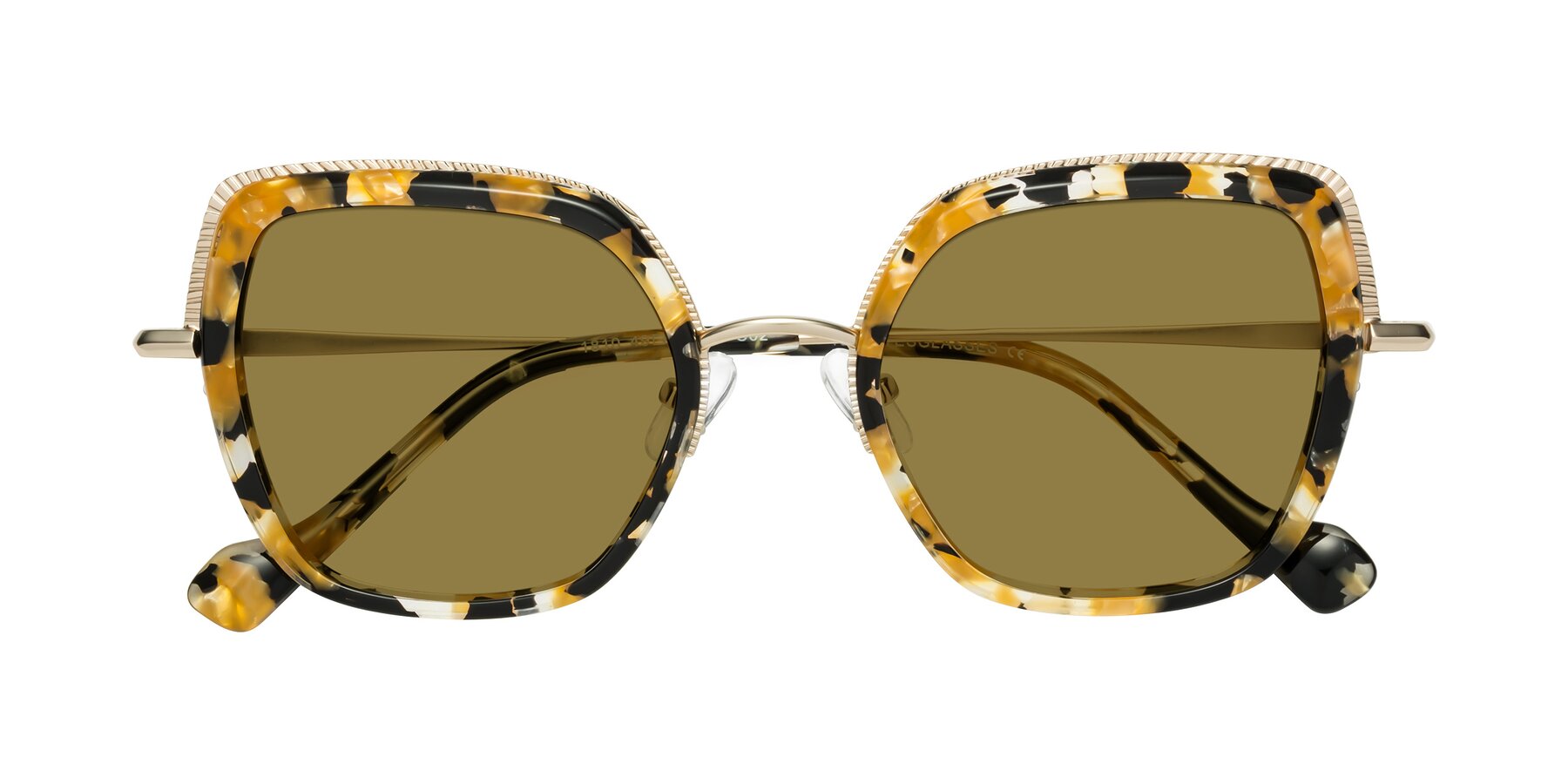 Folded Front of Yates in Yellow Floral-Gold with Brown Polarized Lenses
