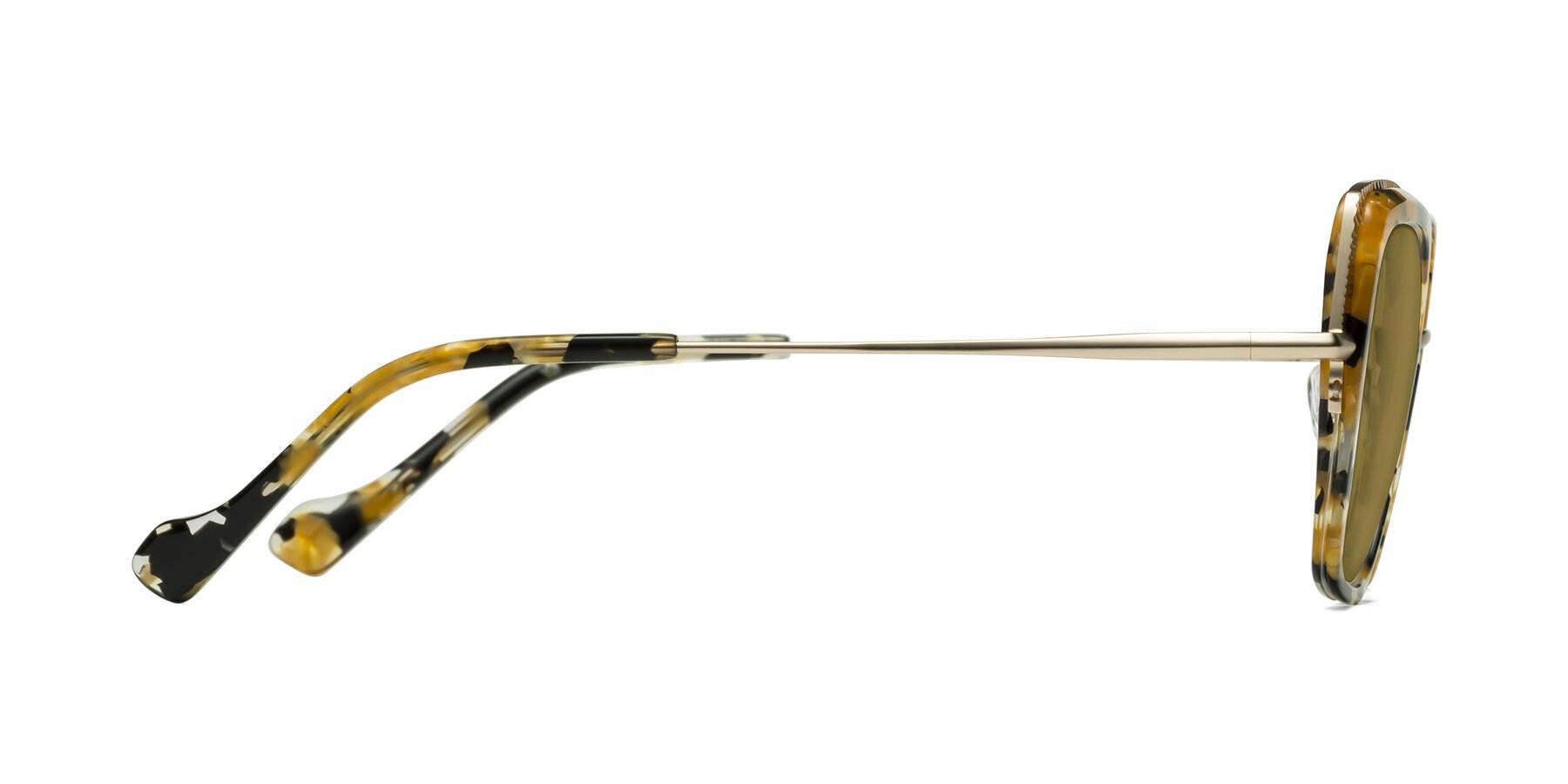 Side of Yates in Yellow Floral-Gold with Brown Polarized Lenses