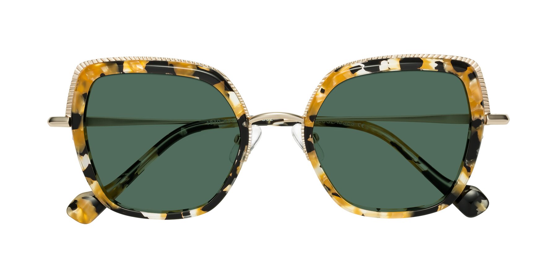 Folded Front of Yates in Yellow Floral-Gold with Green Polarized Lenses