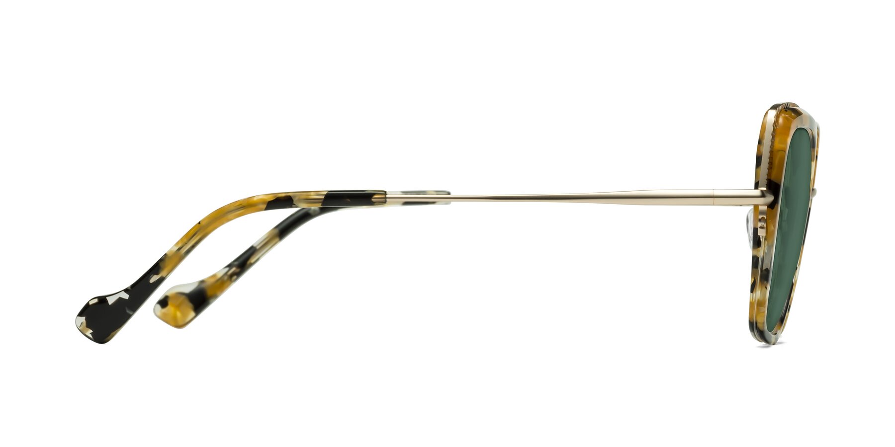 Side of Yates in Yellow Floral-Gold with Green Polarized Lenses