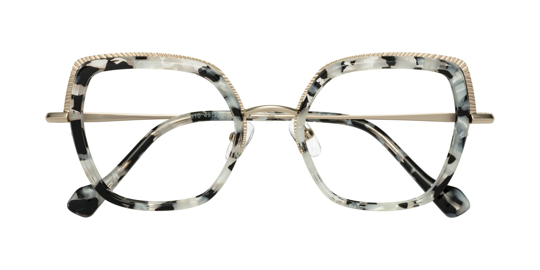 Folded Front of Yates in Ivory Floral-Gold with Clear Blue Light Blocking Lenses