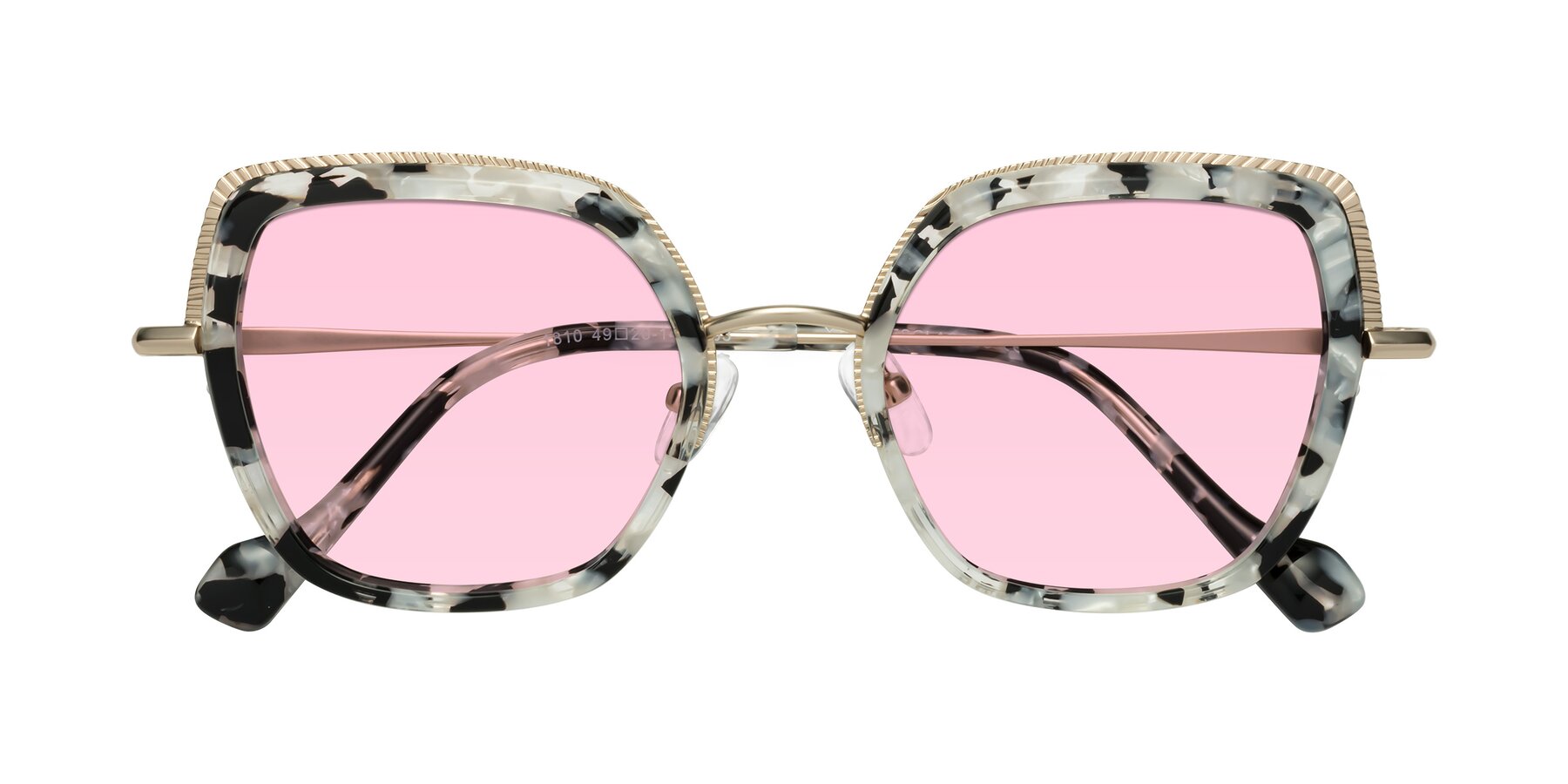 Folded Front of Yates in Ivory Floral-Gold with Light Pink Tinted Lenses