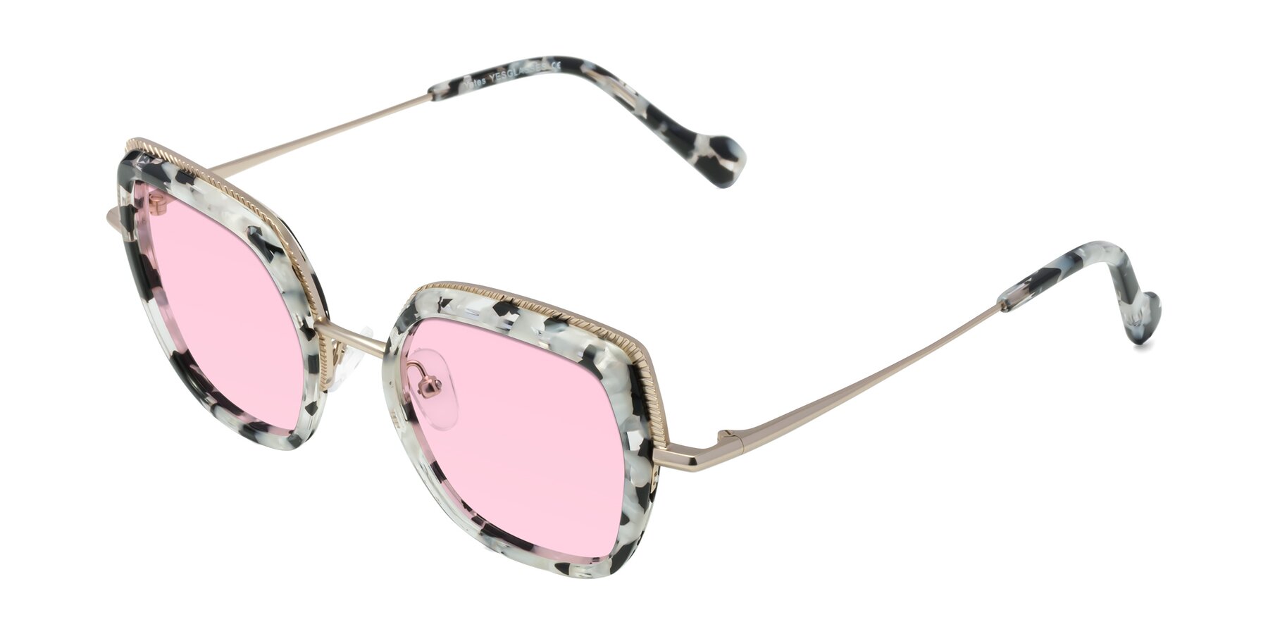 Angle of Yates in Ivory Floral-Gold with Light Pink Tinted Lenses