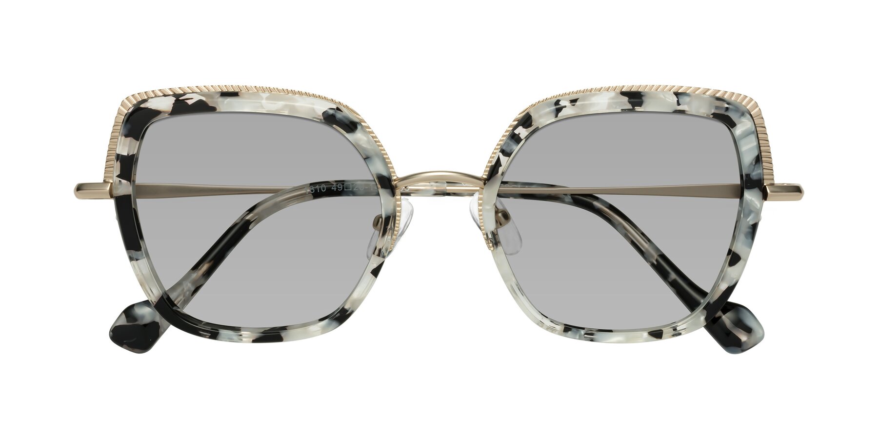 Folded Front of Yates in Ivory Floral-Gold with Light Gray Tinted Lenses