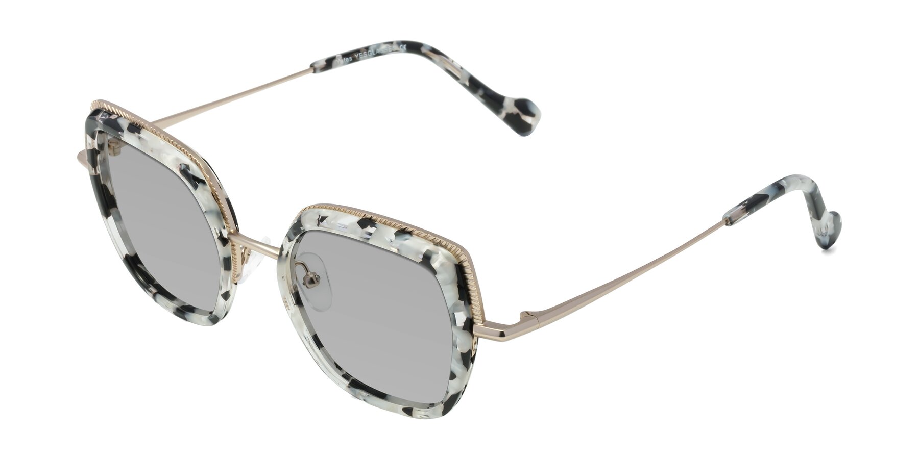 Angle of Yates in Ivory Floral-Gold with Light Gray Tinted Lenses