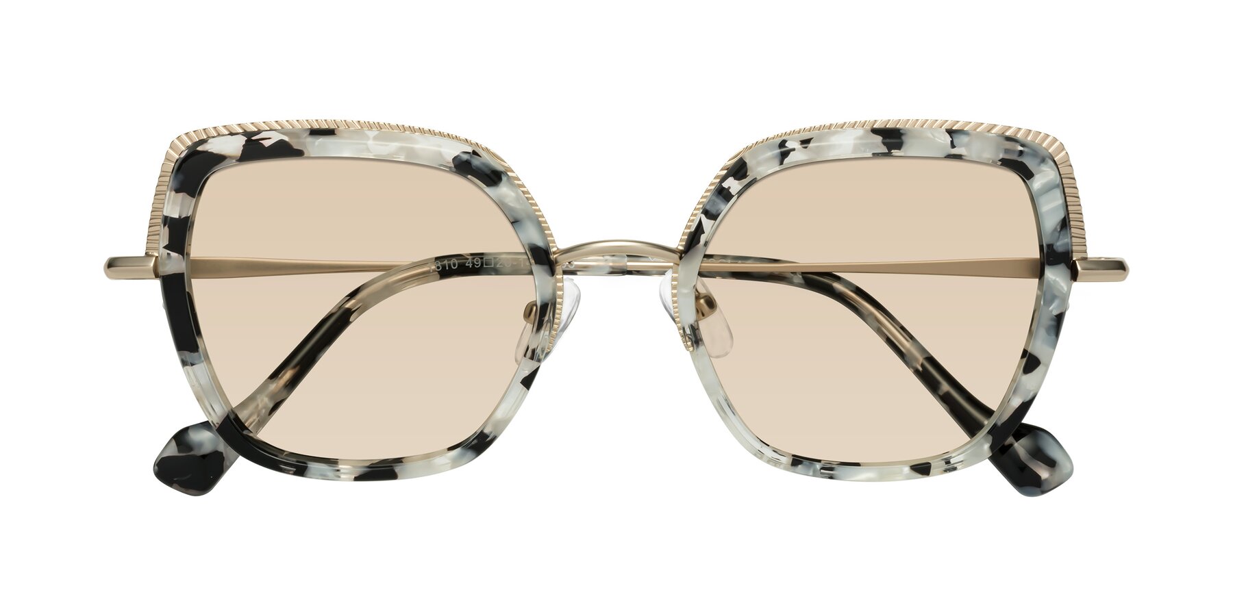 Folded Front of Yates in Ivory Floral-Gold with Light Brown Tinted Lenses