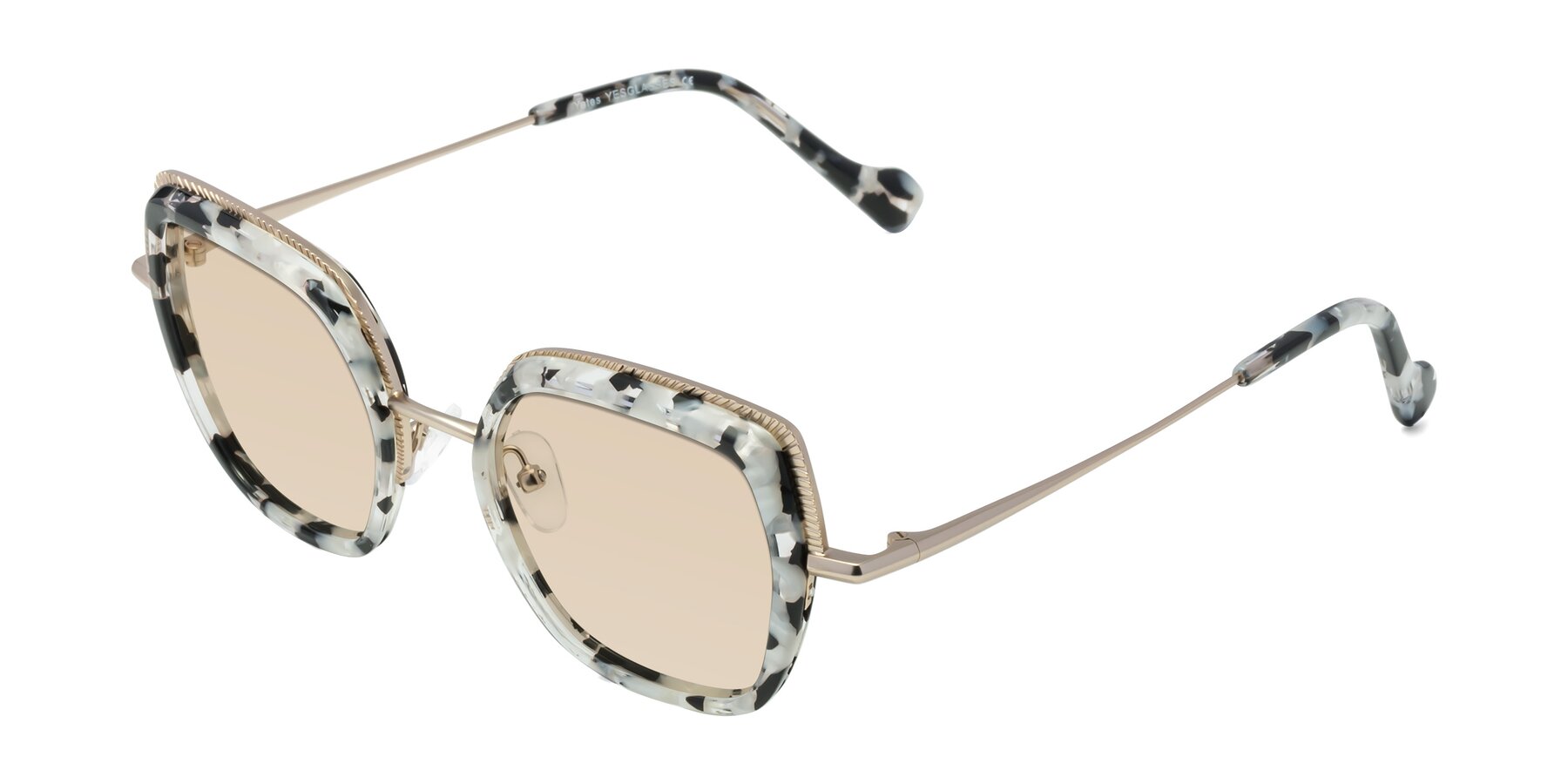 Angle of Yates in Ivory Floral-Gold with Light Brown Tinted Lenses