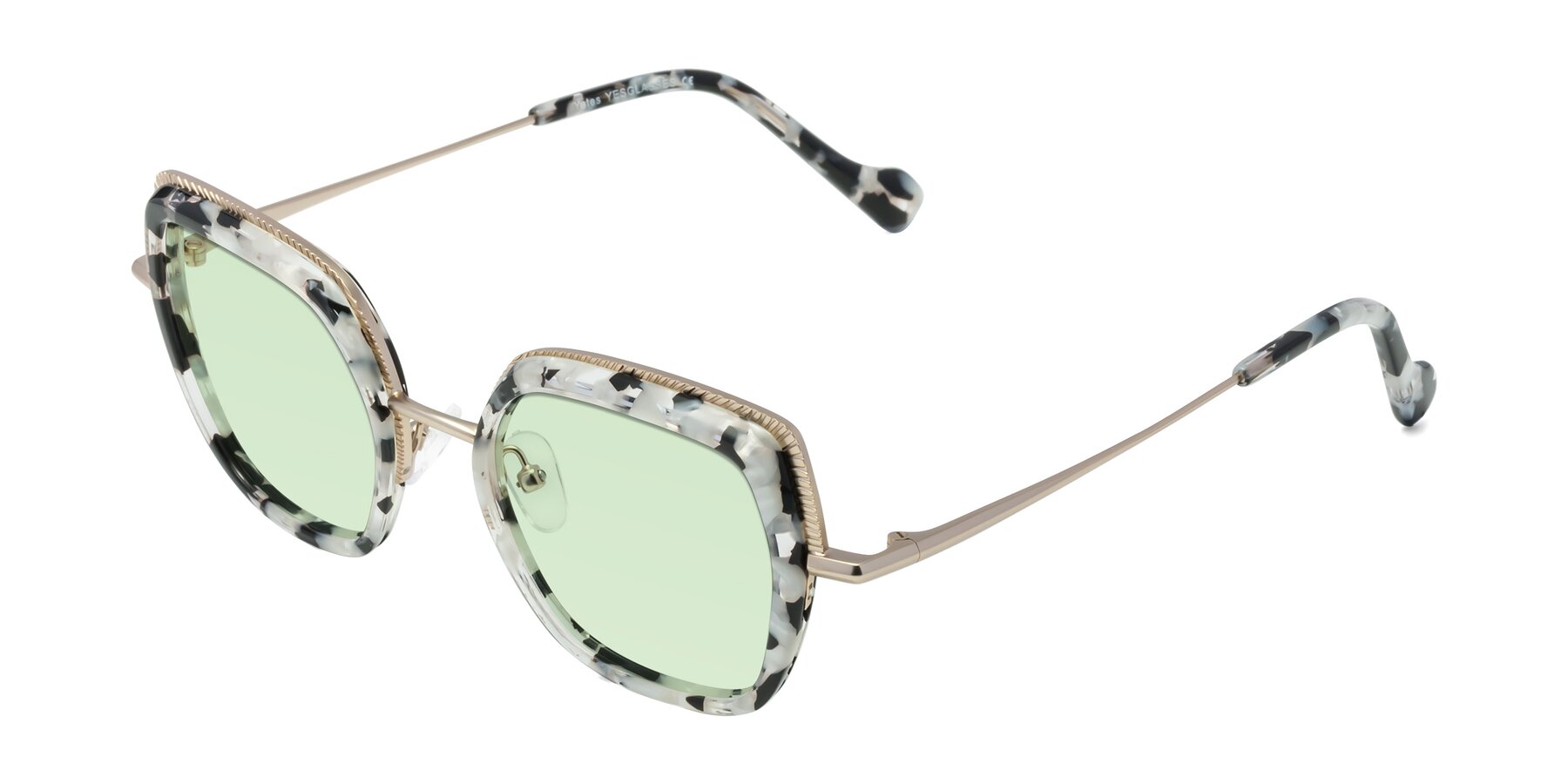 Angle of Yates in Ivory Floral-Gold with Light Green Tinted Lenses