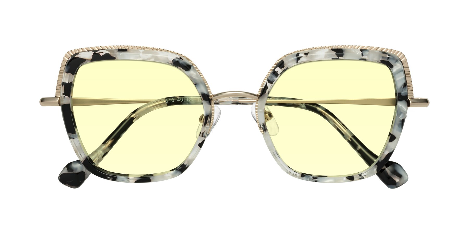 Folded Front of Yates in Ivory Floral-Gold with Light Yellow Tinted Lenses