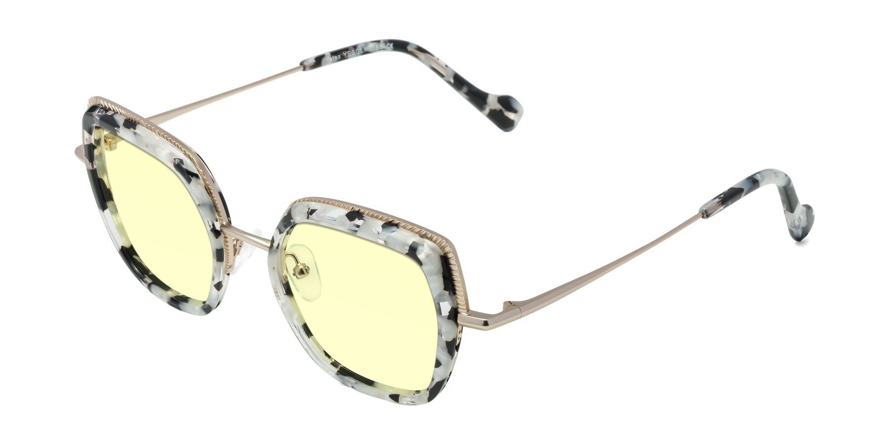 Angle of Yates in Ivory Floral-Gold with Light Yellow Tinted Lenses