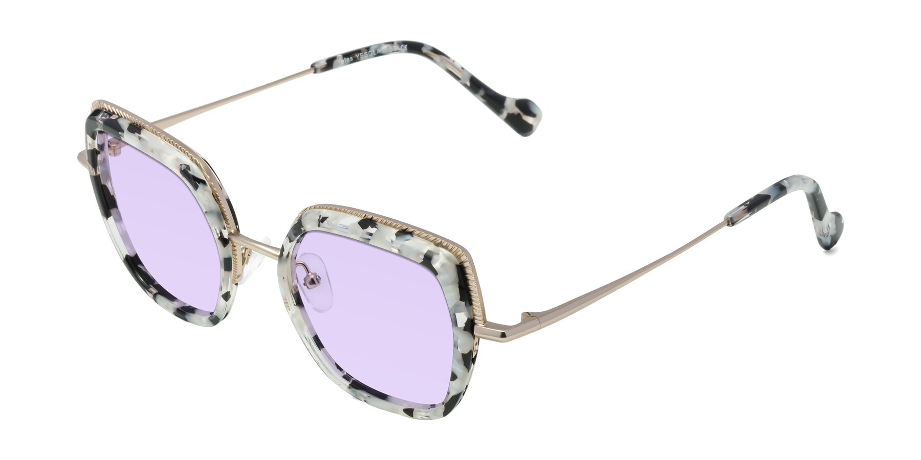 Angle of Yates in Ivory Floral-Gold with Light Purple Tinted Lenses