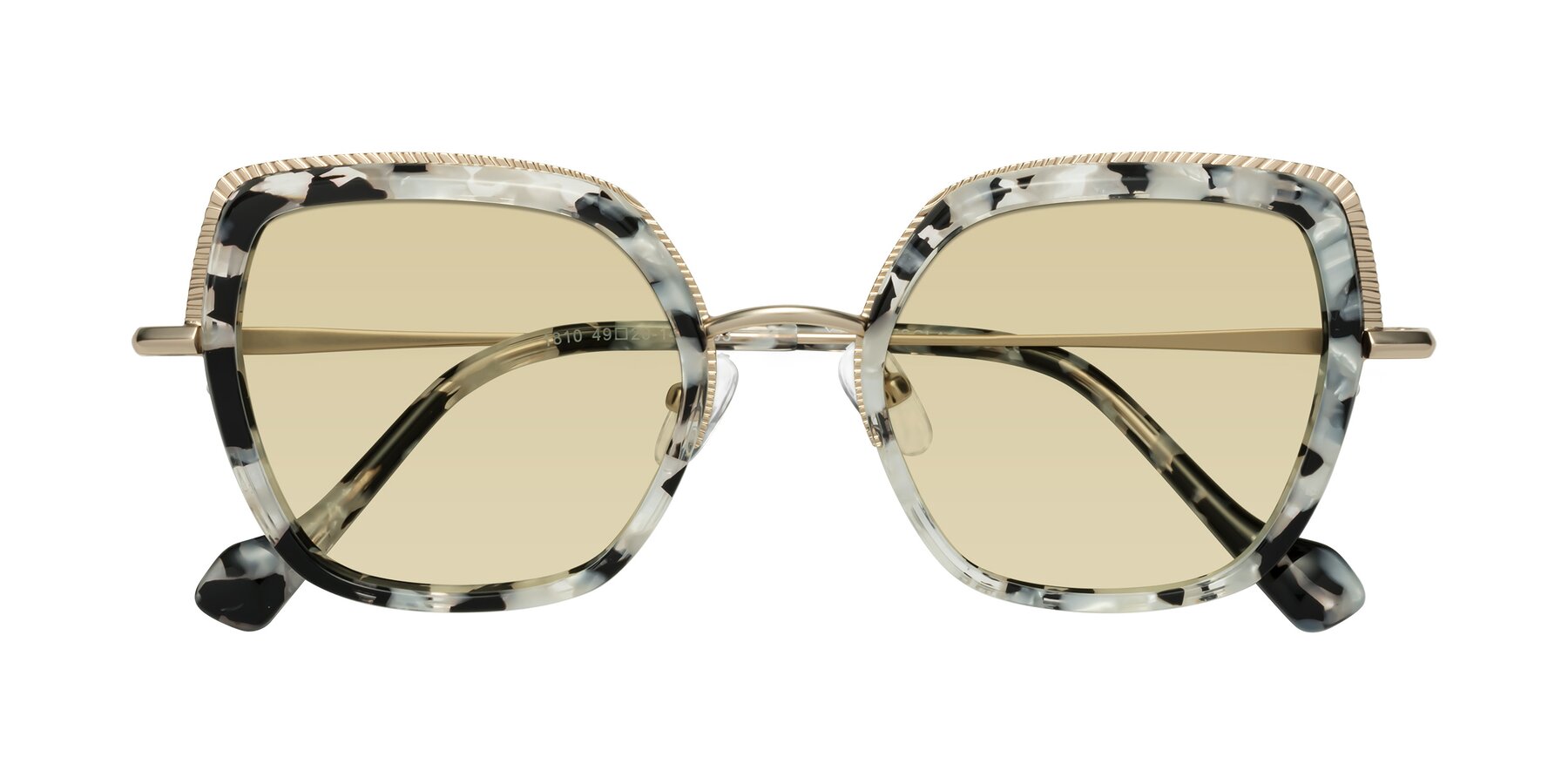 Folded Front of Yates in Ivory Floral-Gold with Light Champagne Tinted Lenses