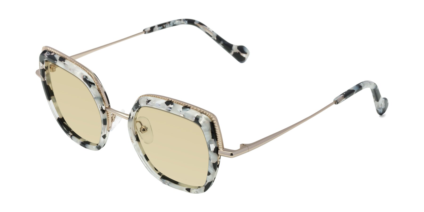 Angle of Yates in Ivory Floral-Gold with Light Champagne Tinted Lenses