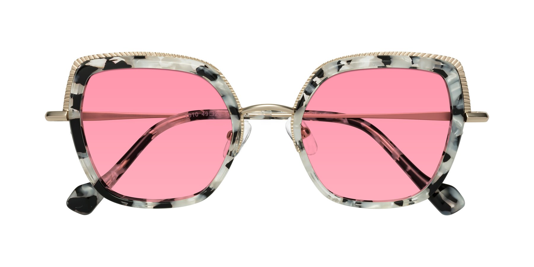 Folded Front of Yates in Ivory Floral-Gold with Pink Tinted Lenses