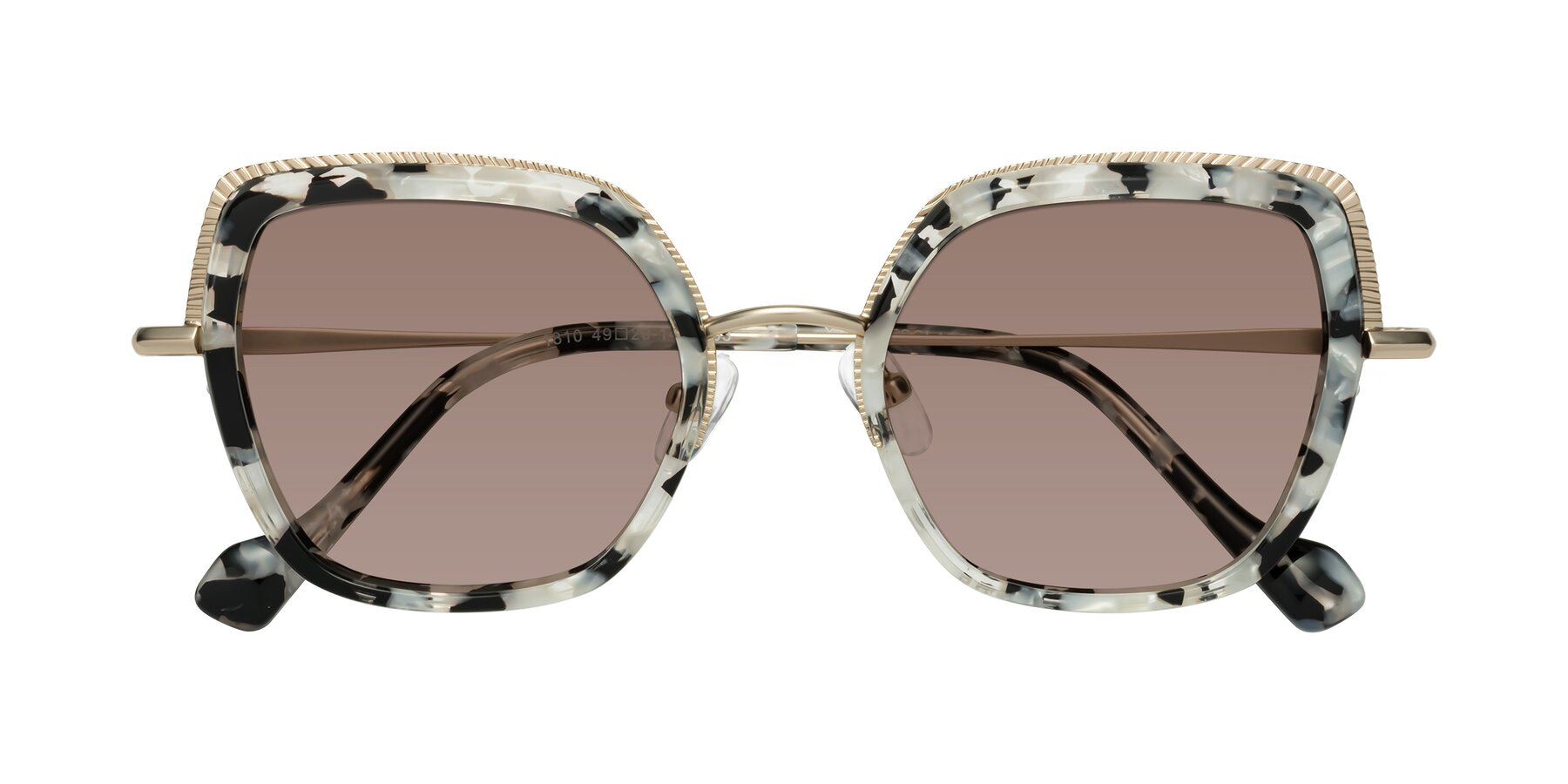 Folded Front of Yates in Ivory Floral-Gold with Medium Brown Tinted Lenses