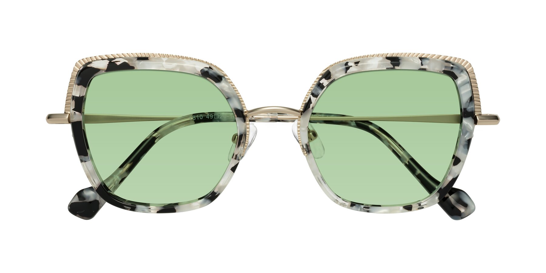 Folded Front of Yates in Ivory Floral-Gold with Medium Green Tinted Lenses