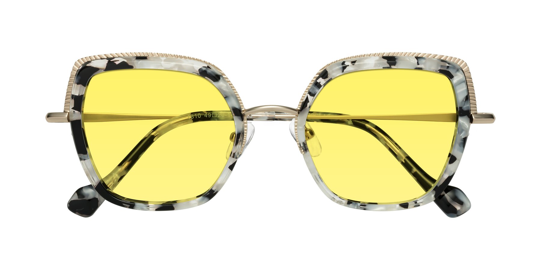 Folded Front of Yates in Ivory Floral-Gold with Medium Yellow Tinted Lenses