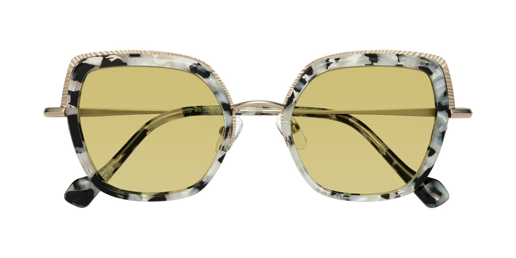 Folded Front of Yates in Ivory Floral-Gold with Medium Champagne Tinted Lenses