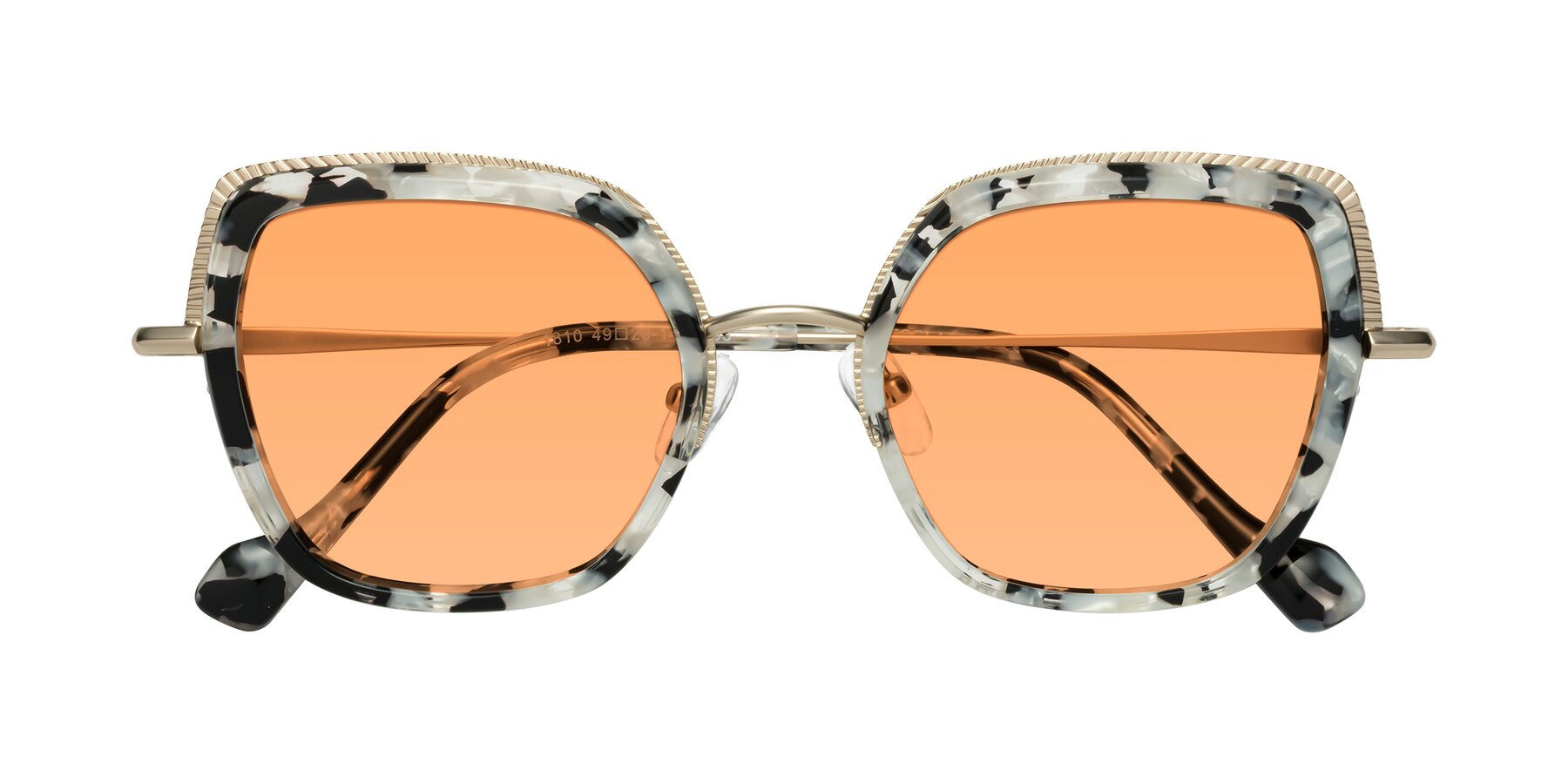 Folded Front of Yates in Ivory Floral-Gold with Medium Orange Tinted Lenses