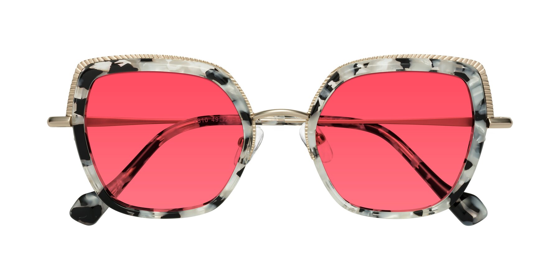 Folded Front of Yates in Ivory Floral-Gold with Red Tinted Lenses