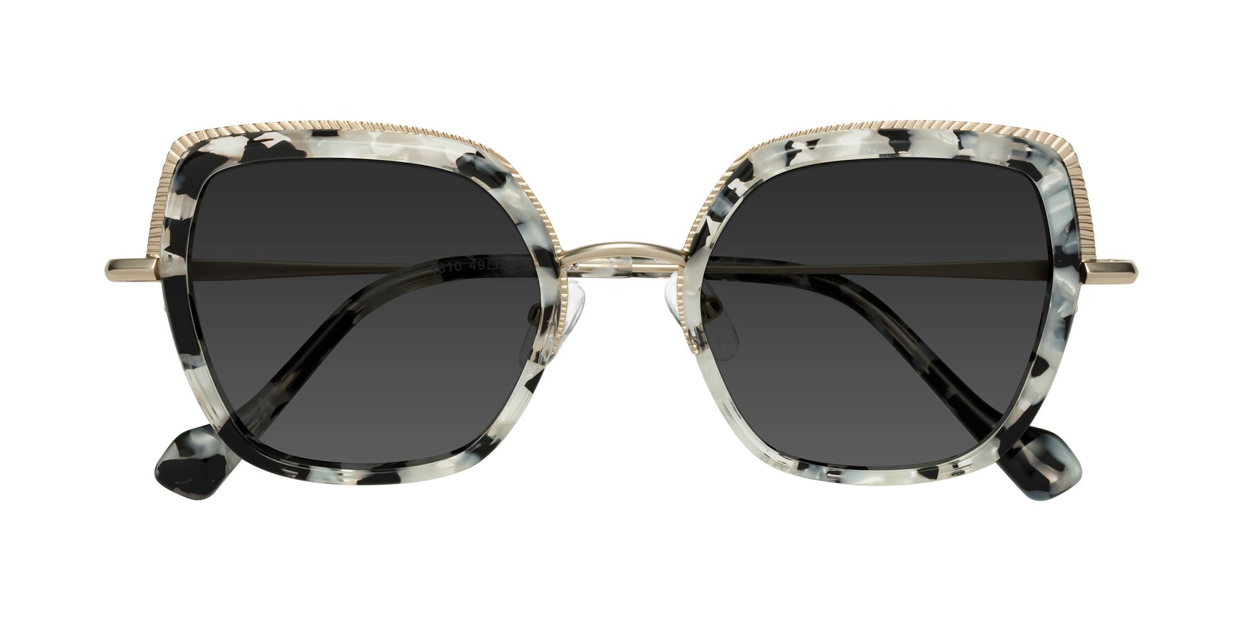 Folded Front of Yates in Ivory Floral-Gold with Gray Tinted Lenses