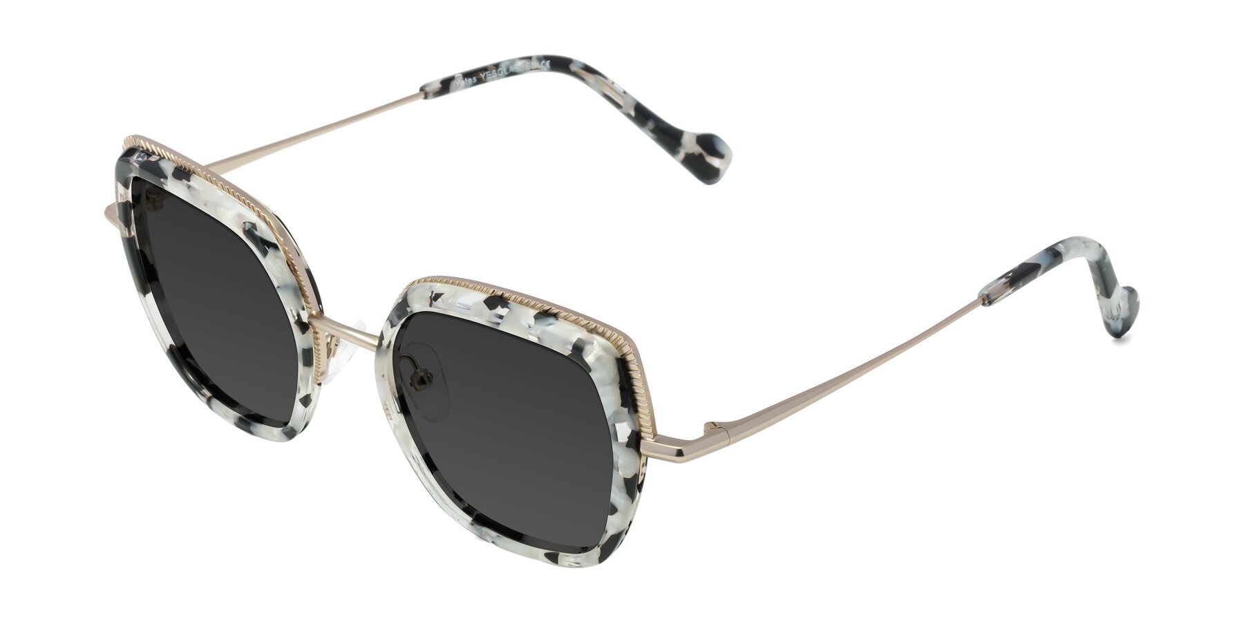 Angle of Yates in Ivory Floral-Gold with Gray Tinted Lenses