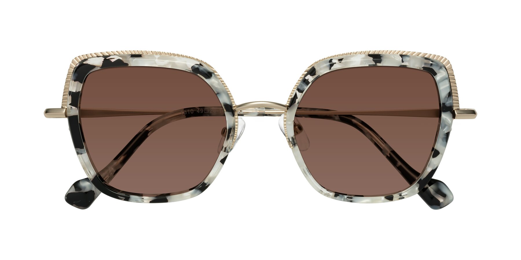 Folded Front of Yates in Ivory Floral-Gold with Brown Tinted Lenses