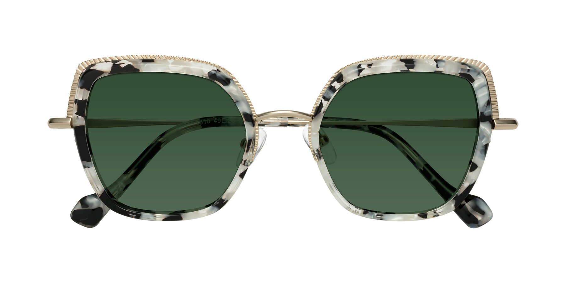 Folded Front of Yates in Ivory Floral-Gold with Green Tinted Lenses
