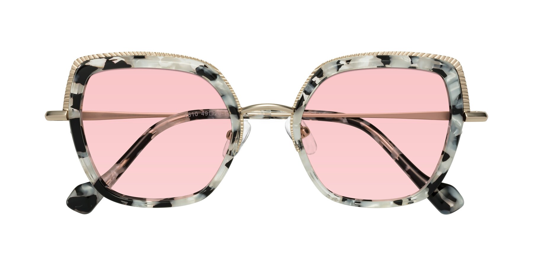 Folded Front of Yates in Ivory Floral-Gold with Light Garnet Tinted Lenses