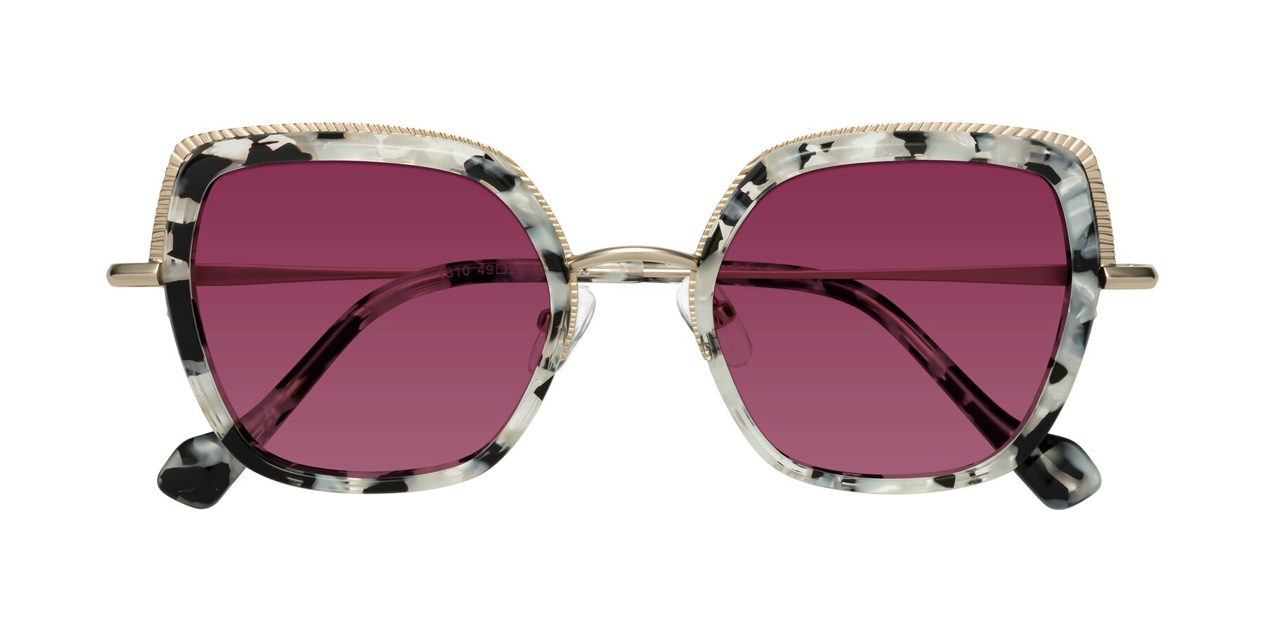 Folded Front of Yates in Ivory Floral-Gold with Wine Tinted Lenses