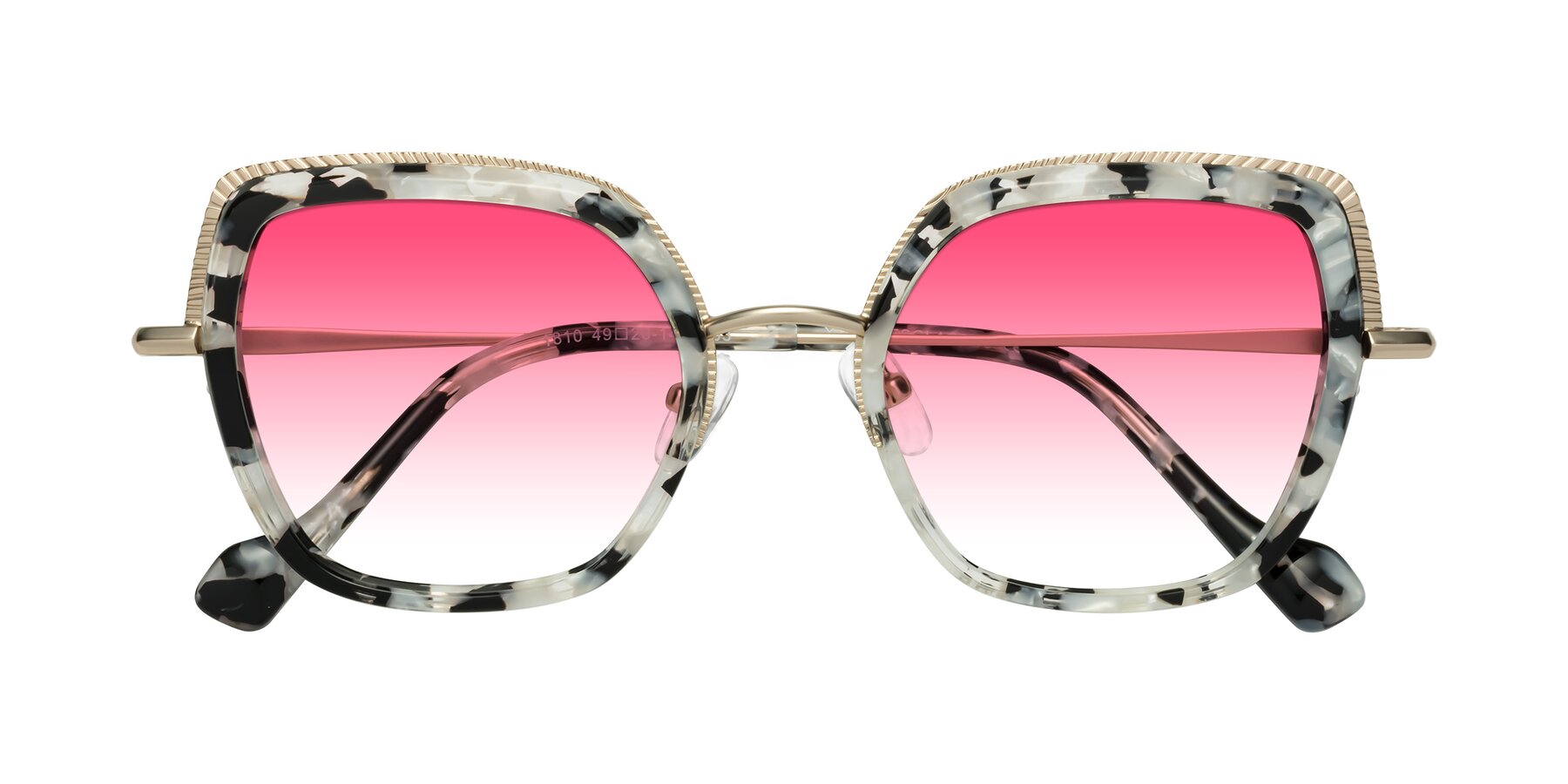 Folded Front of Yates in Ivory Floral-Gold with Pink Gradient Lenses