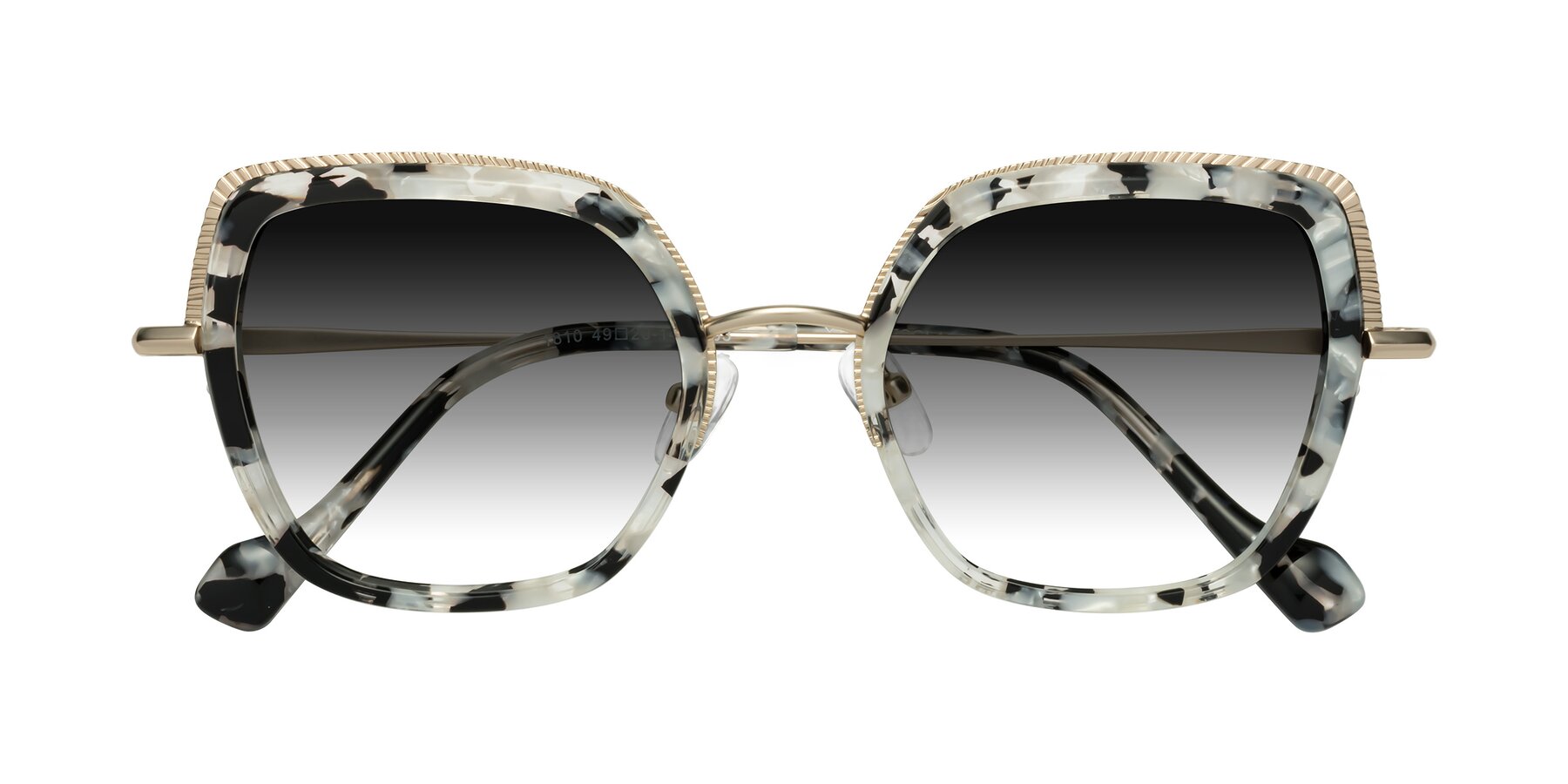 Folded Front of Yates in Ivory Floral-Gold with Gray Gradient Lenses