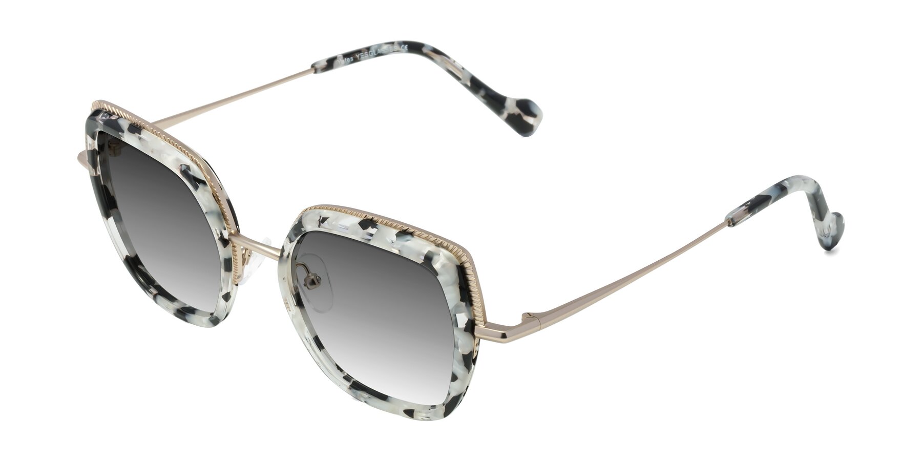 Angle of Yates in Ivory Floral-Gold with Gray Gradient Lenses