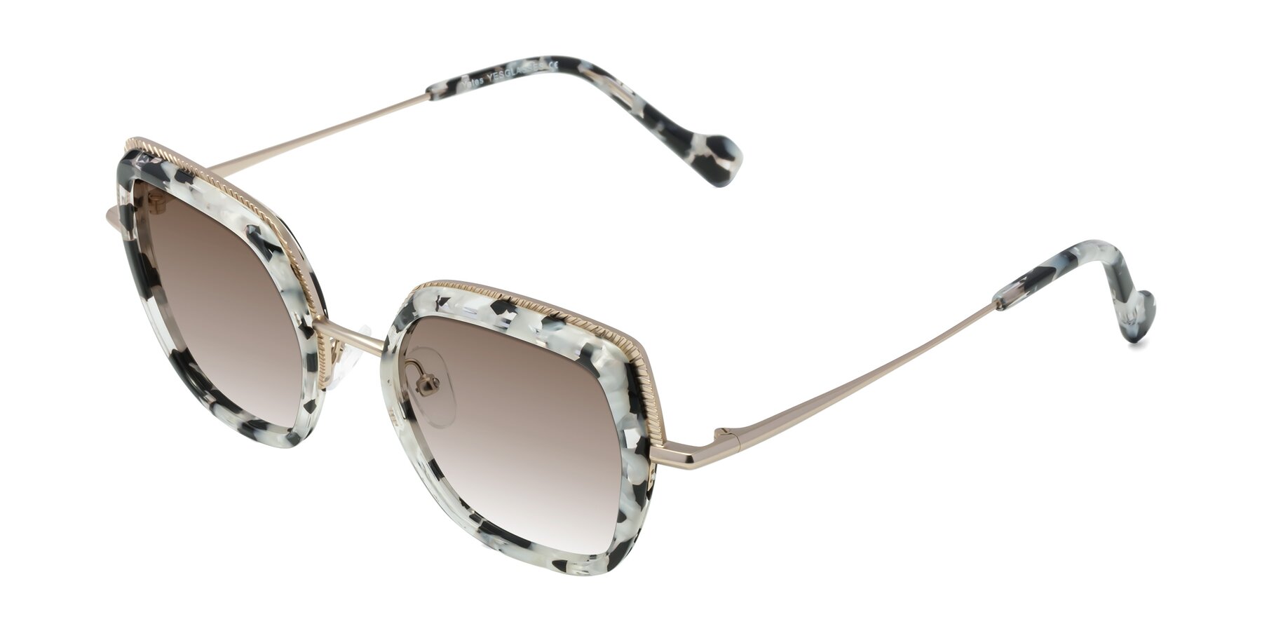 Angle of Yates in Ivory Floral-Gold with Brown Gradient Lenses