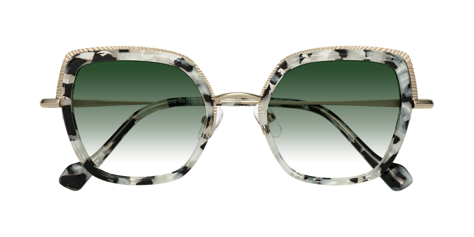 Folded Front of Yates in Ivory Floral-Gold with Green Gradient Lenses