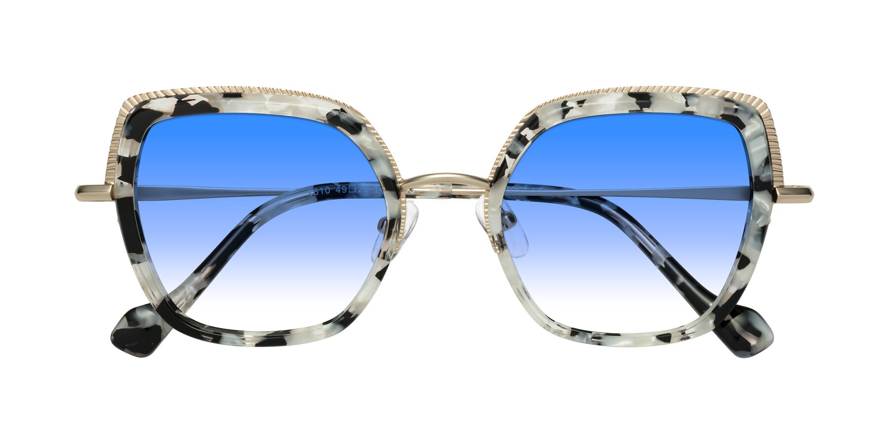 Folded Front of Yates in Ivory Floral-Gold with Blue Gradient Lenses