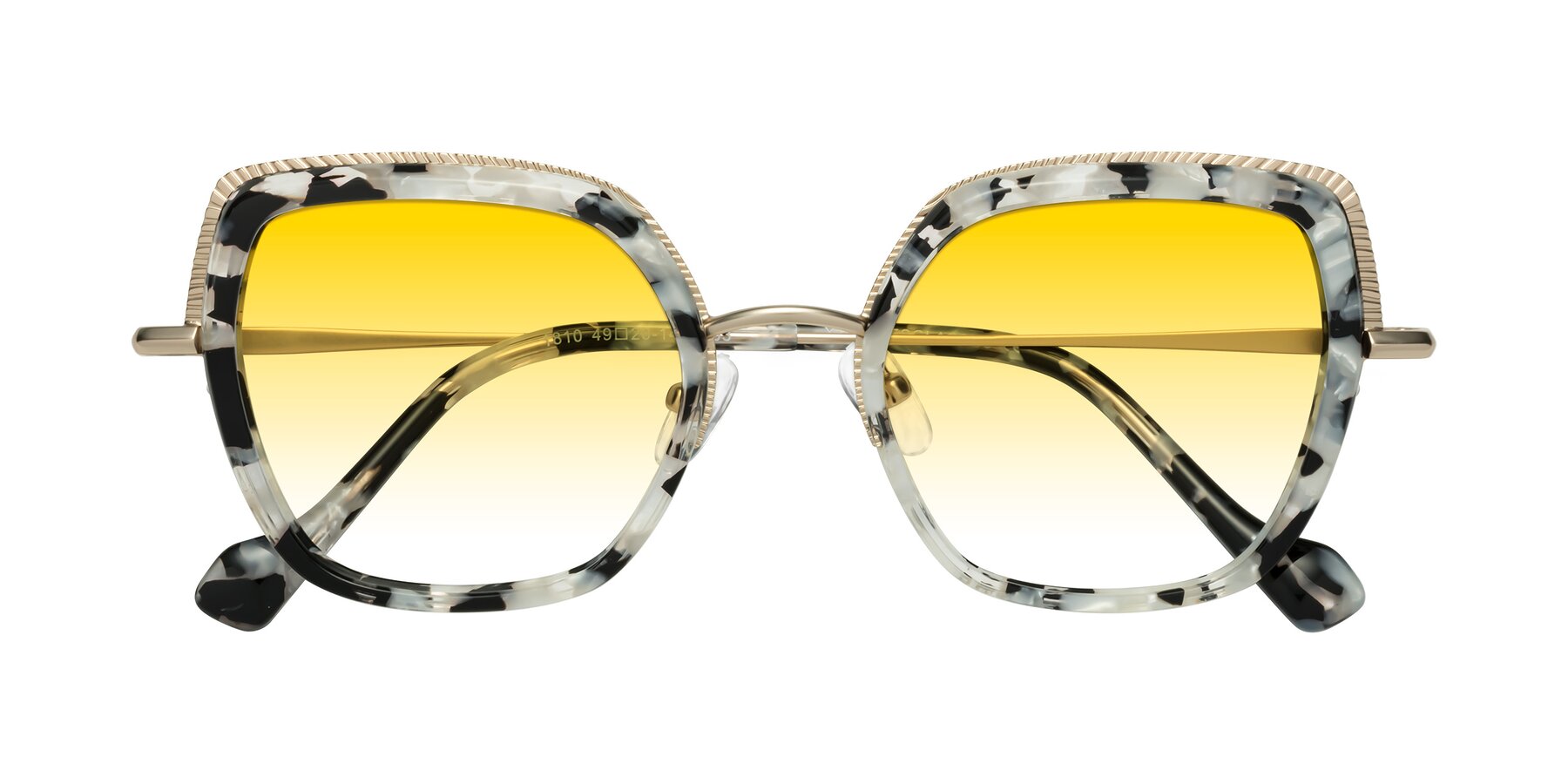 Folded Front of Yates in Ivory Floral-Gold with Yellow Gradient Lenses