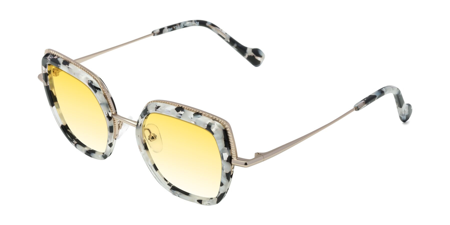 Angle of Yates in Ivory Floral-Gold with Yellow Gradient Lenses