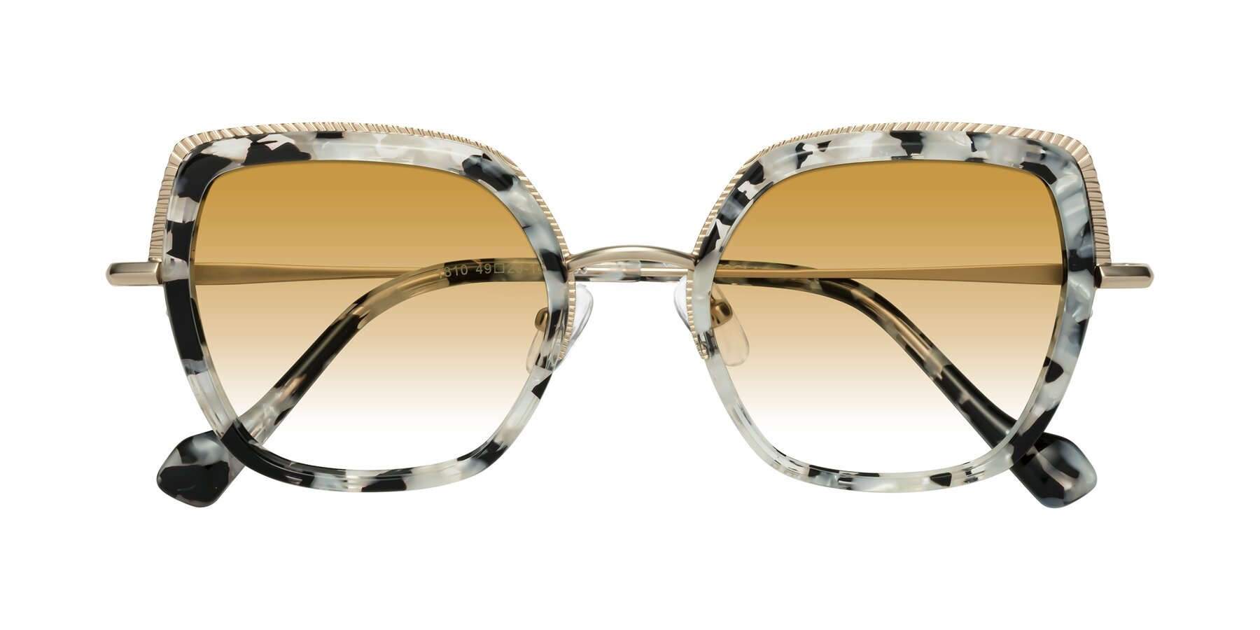 Folded Front of Yates in Ivory Floral-Gold with Champagne Gradient Lenses