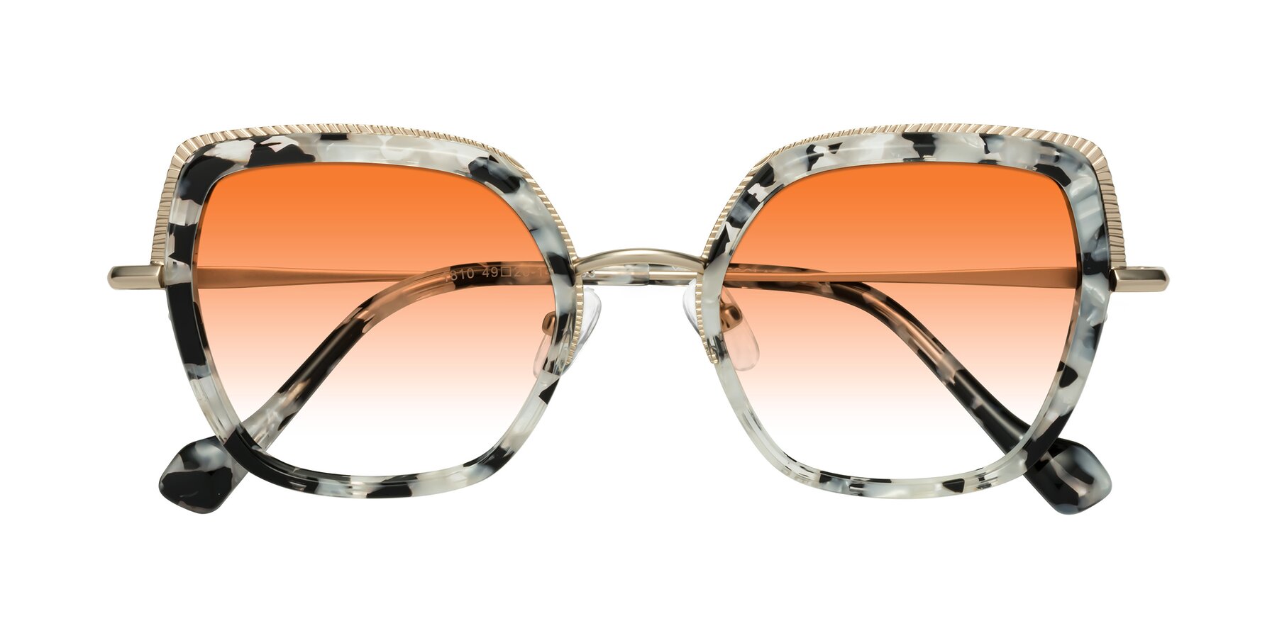 Folded Front of Yates in Ivory Floral-Gold with Orange Gradient Lenses