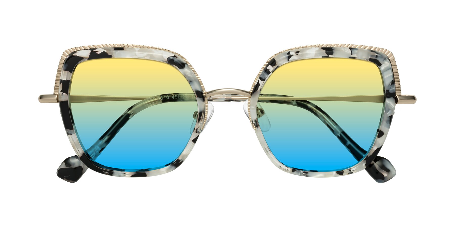 Folded Front of Yates in Ivory Floral-Gold with Yellow / Blue Gradient Lenses