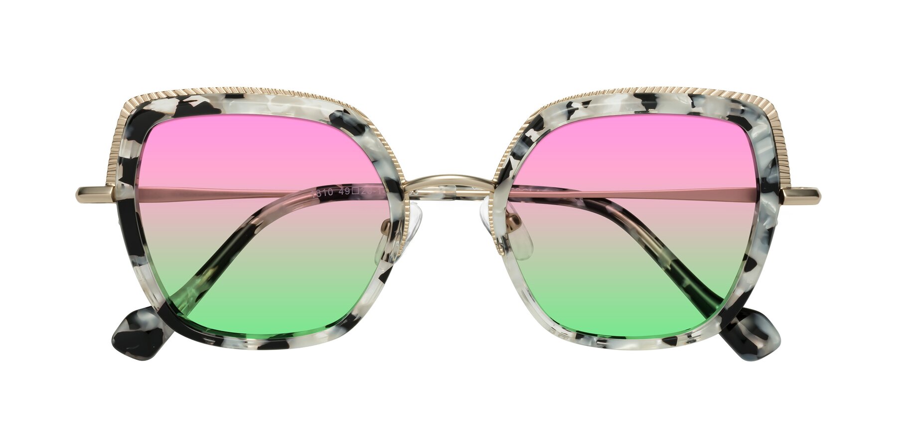 Folded Front of Yates in Ivory Floral-Gold with Pink / Green Gradient Lenses