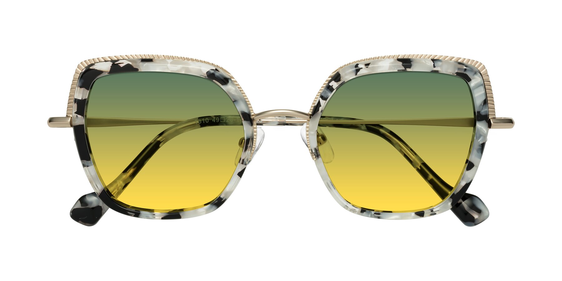 Folded Front of Yates in Ivory Floral-Gold with Green / Yellow Gradient Lenses