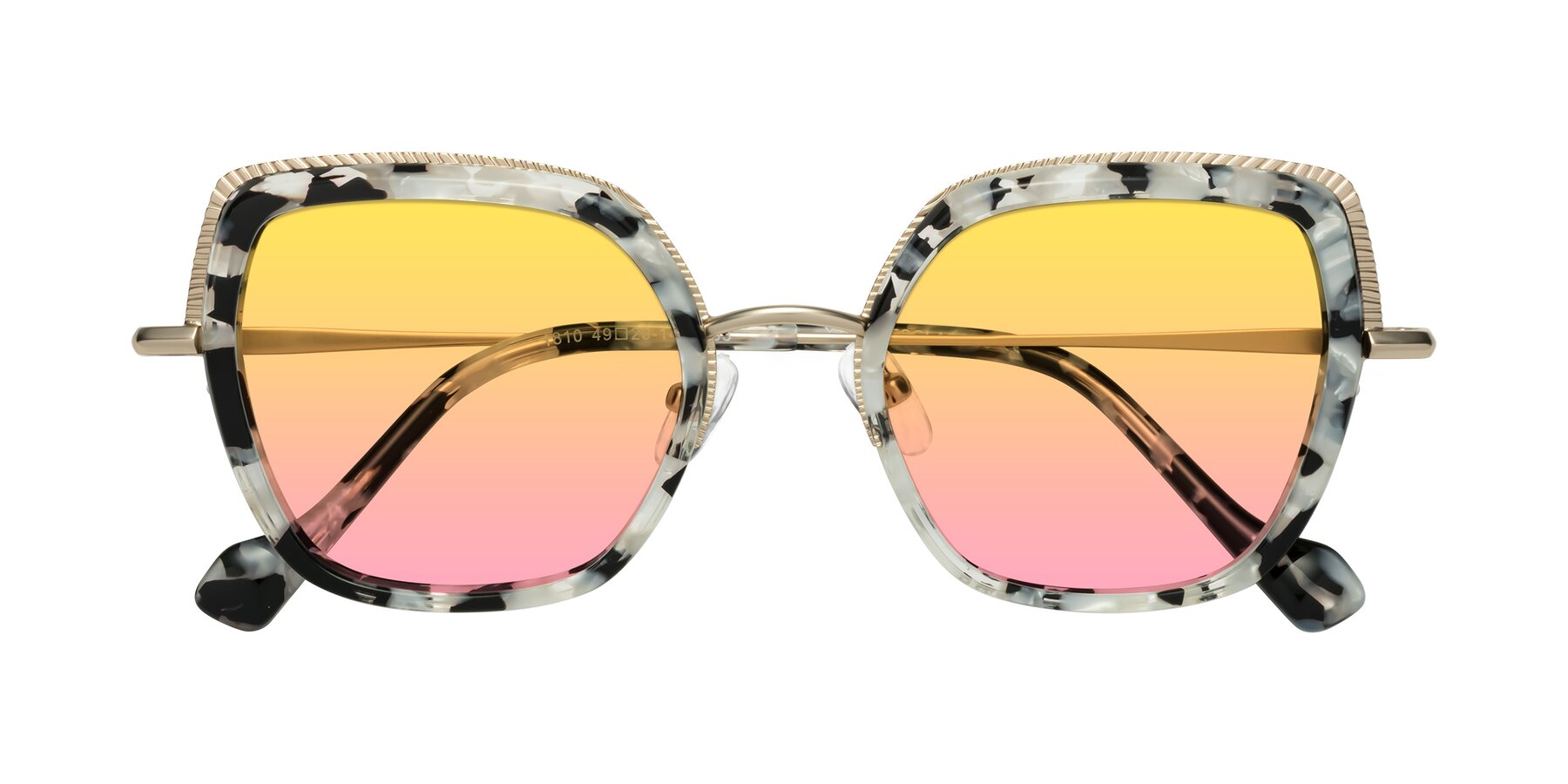 Folded Front of Yates in Ivory Floral-Gold with Yellow / Pink Gradient Lenses