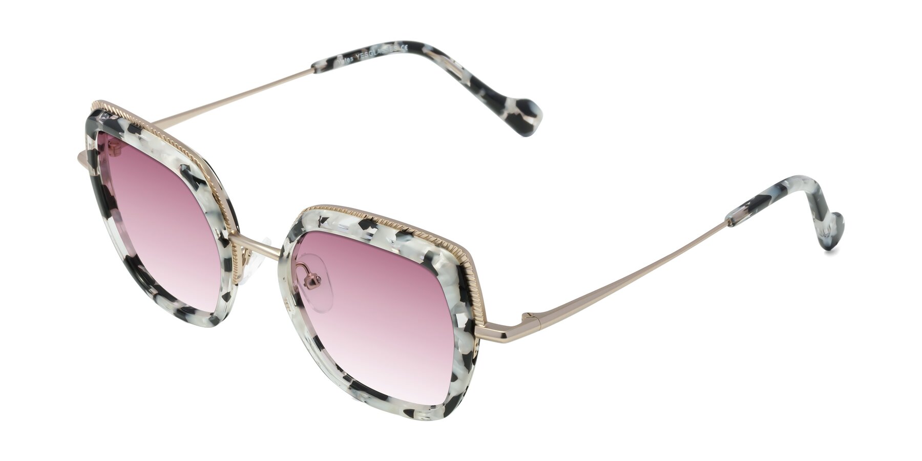 Angle of Yates in Ivory Floral-Gold with Wine Gradient Lenses